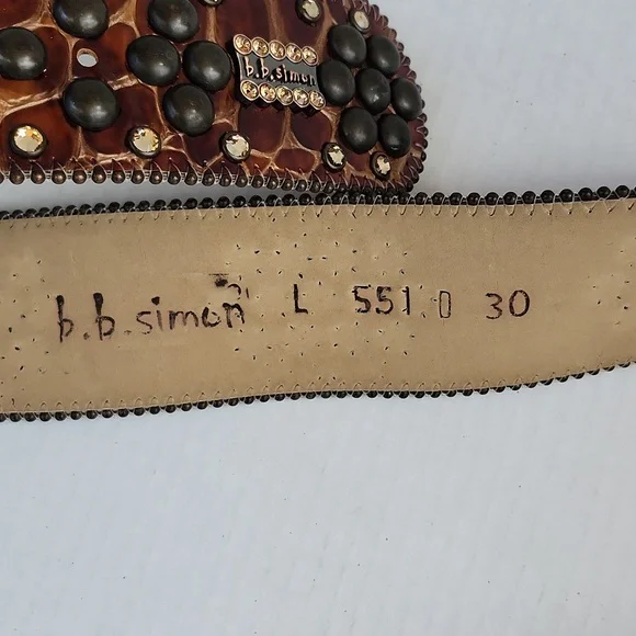 B.B. SIMON SWAROVSKI CRYSTALS AND ITALIAN LEATHER BELT - Picture 7 of 14